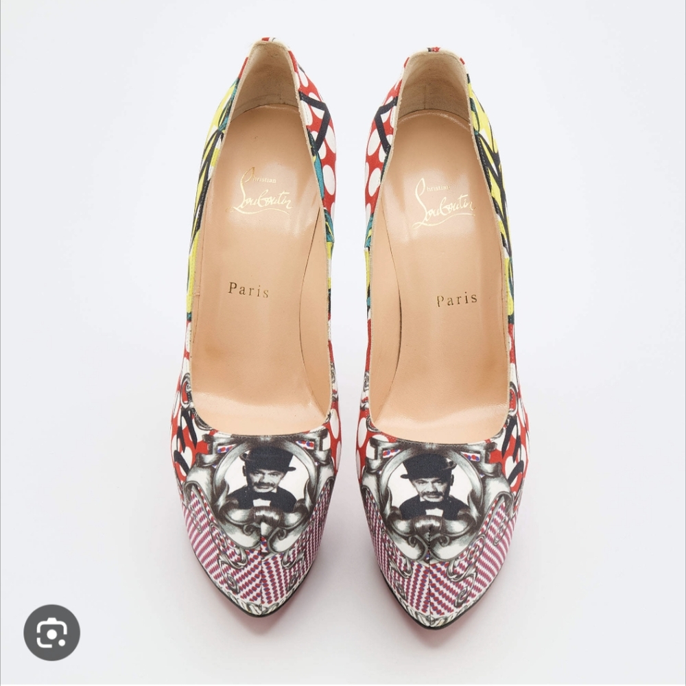 Fabric Loubi Print Daffodile 160 Pumps 34.5 Multicolor